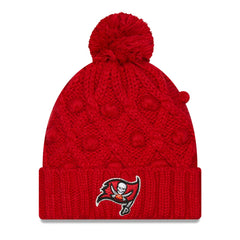 Tampa Bay Buccaneers New Era Women's Toasty Cuffed Knit Hat with Pom - Red for sale