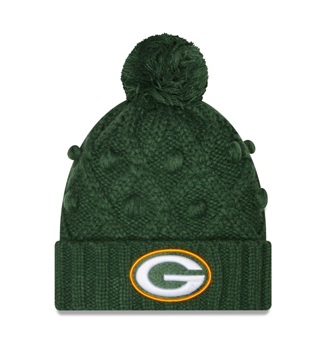 Green Bay Packers New Era Women's Toasty Cuffed Knit Hat with Pom - Green sale