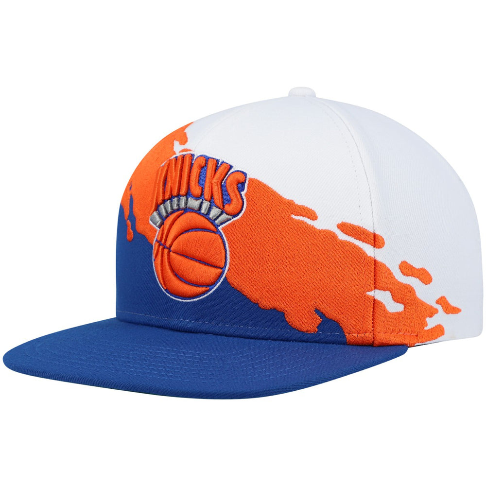 New York Knicks Hardwood Classics Paintbrush Snapback Hat - White/Blue | Mitchell & Ness discount