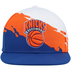 New York Knicks Hardwood Classics Paintbrush Snapback Hat - White/Blue | Mitchell & Ness discount