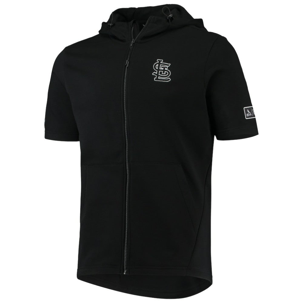 St. Louis Cardinals Levelwear Recruit Short Sleeve Full-Zip Hoodie Jacket - Black