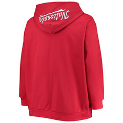 Washington Nationals Women's Plus Size Lace-Up V-Neck Pullover Hoodie - Red