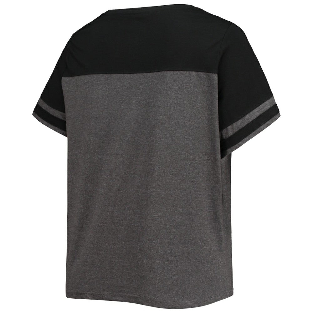 Miami Marlins Women's Plus Size Colorblock T-Shirt - Heathered Charcoal/Black