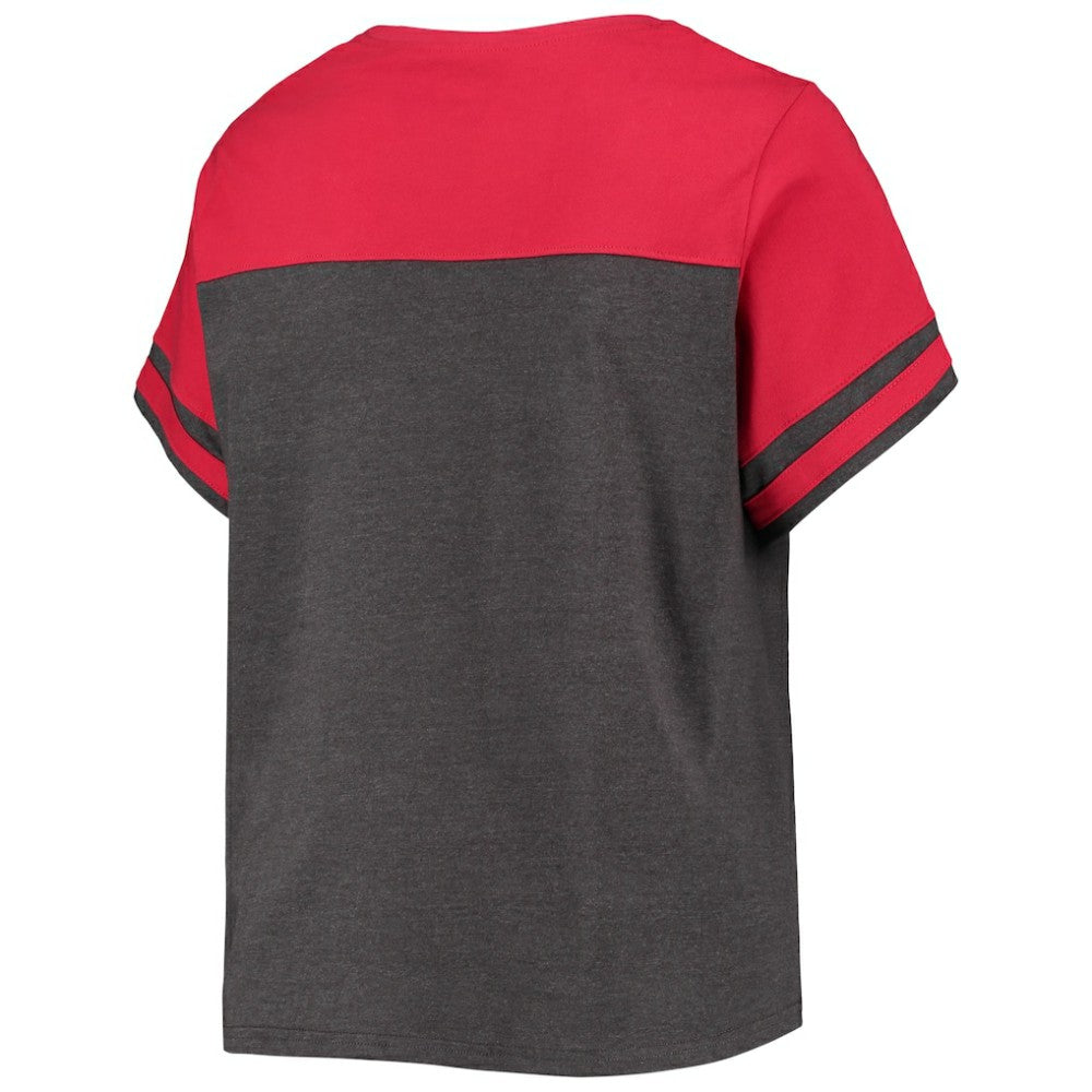Washington Nationals Women's Plus Size Colorblock T-Shirt - Heathered Charcoal/Red