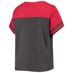 Washington Nationals Women's Plus Size Colorblock T-Shirt - Heathered Charcoal/Red
