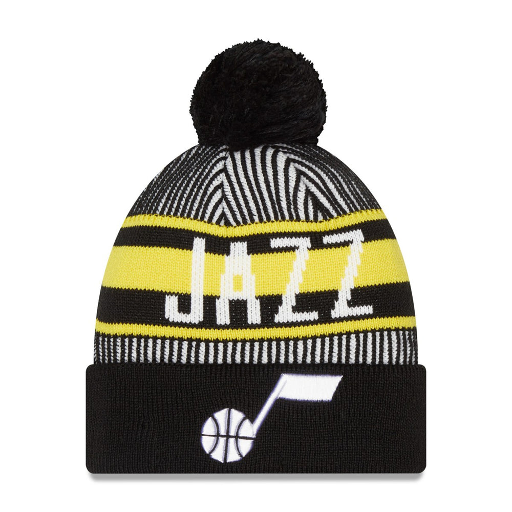 Utah Jazz Striped Cuffed Pom Knit Hat - Navy | New Era for sale