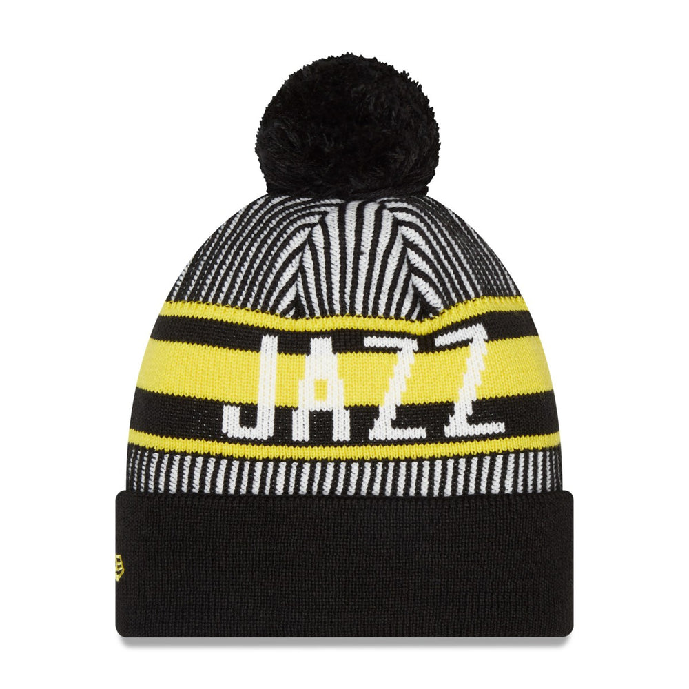 Utah Jazz Striped Cuffed Pom Knit Hat - Navy | New Era for sale