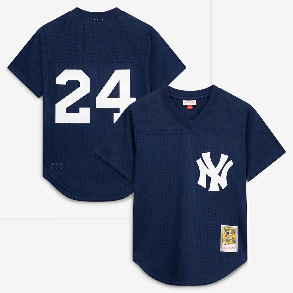 Rickey Henderson New York Yankees Cooperstown Collection Mesh Batting Practice Button-Up Jersey - Navy | Mitchell & Ness