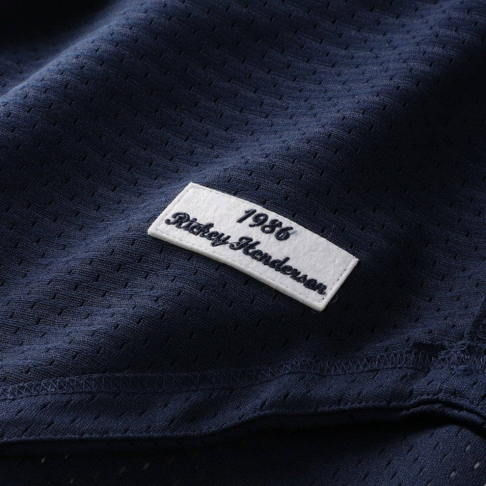 Rickey Henderson New York Yankees Cooperstown Collection Mesh Batting Practice Button-Up Jersey - Navy | Mitchell & Ness