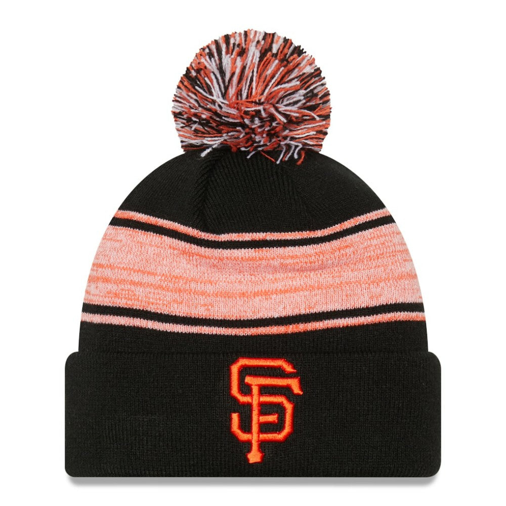 San Francisco Giants Chilled Cuffed Knit Hat with Pom - Black | New Era