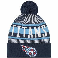 Tennessee Titans New Era Striped Cuffed Knit Hat with Pom - Navy sale