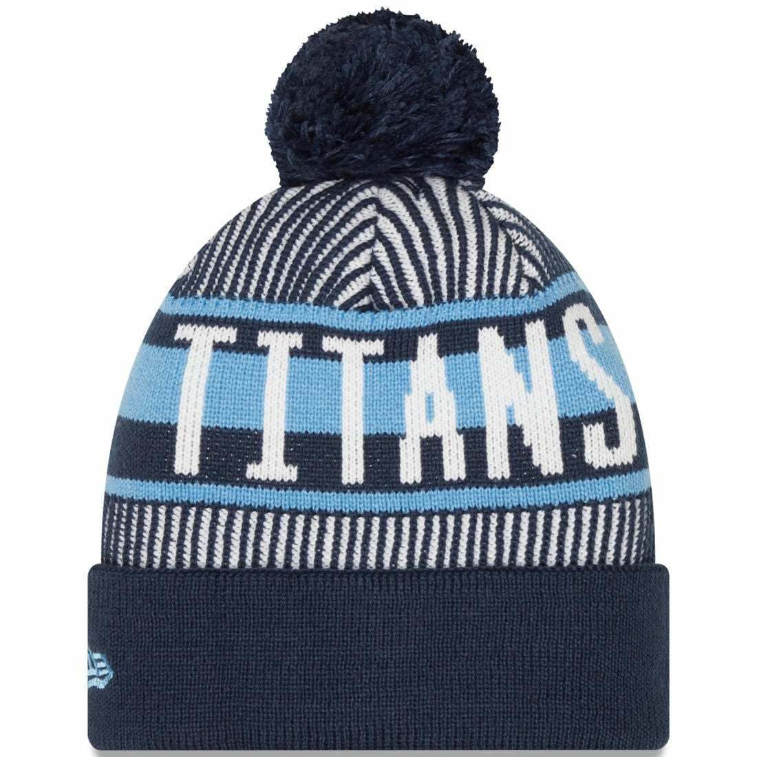 Tennessee Titans New Era Striped Cuffed Knit Hat with Pom - Navy sale