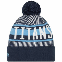Tennessee Titans New Era Striped Cuffed Knit Hat with Pom - Navy sale