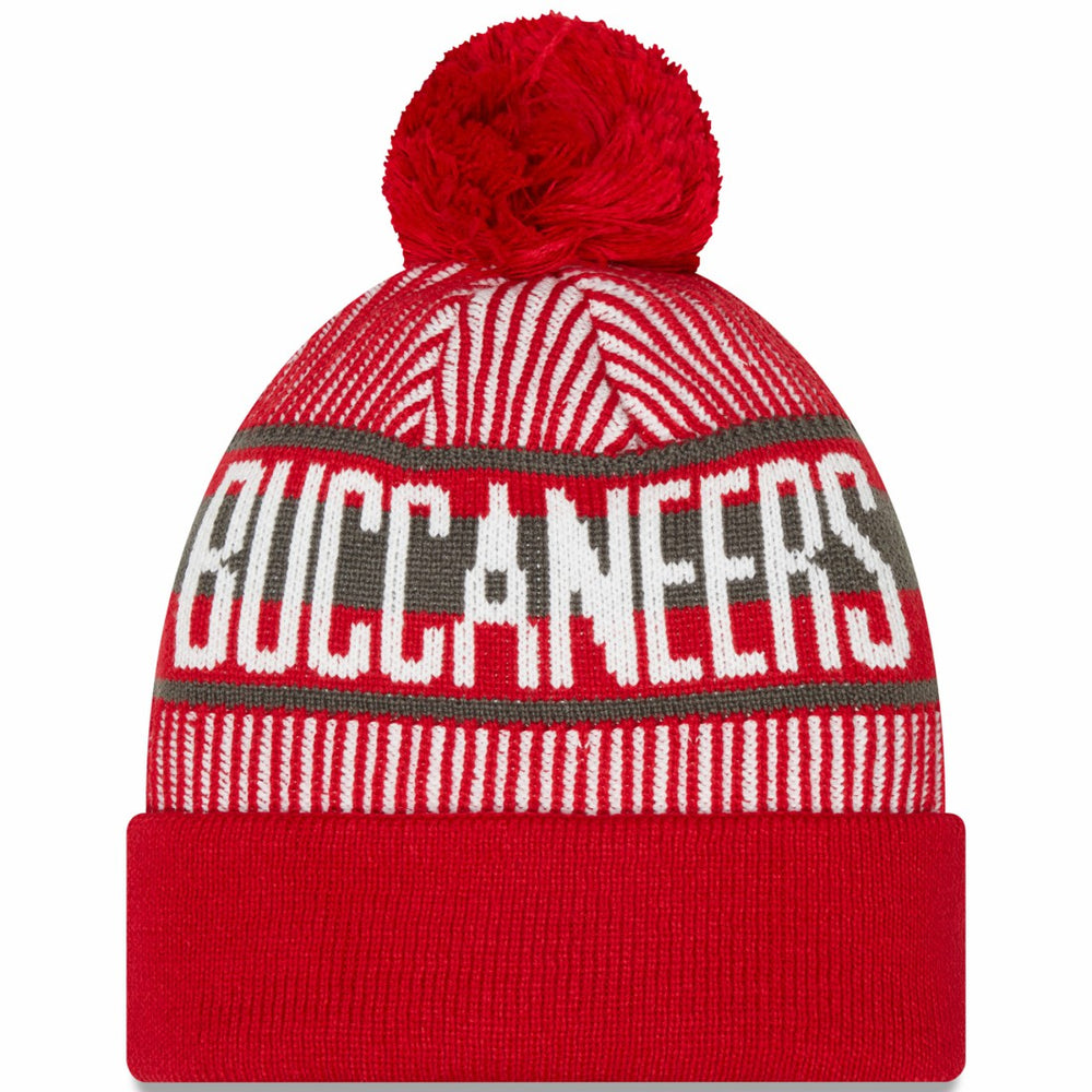 Tampa Bay Buccaneers New Era Striped Cuffed Knit Hat with Pom - Red outlet