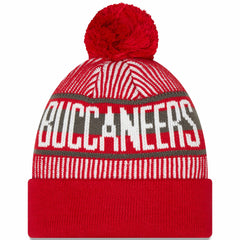 Tampa Bay Buccaneers New Era Striped Cuffed Knit Hat with Pom - Red outlet