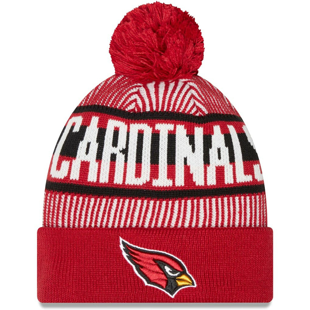 Arizona Cardinals New Era Striped Cuffed Knit Hat with Pom - Cardinal online