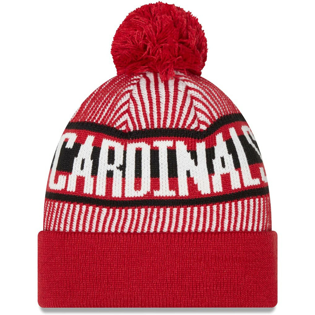 Arizona Cardinals New Era Striped Cuffed Knit Hat with Pom - Cardinal online