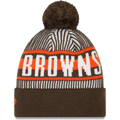 Cleveland Browns New Era Striped Cuffed Knit Hat with Pom - Brown cheap