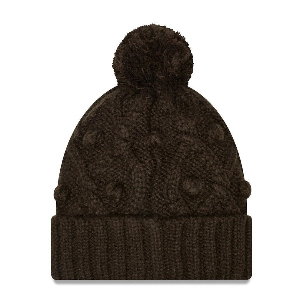 Cleveland Browns New Era Girls Youth Toasty Cuffed Knit Hat with Pom - Brown for sale