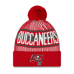 Tampa Bay Buccaneers New Era Youth Striped Cuffed Knit Hat with Pom - Red on sale