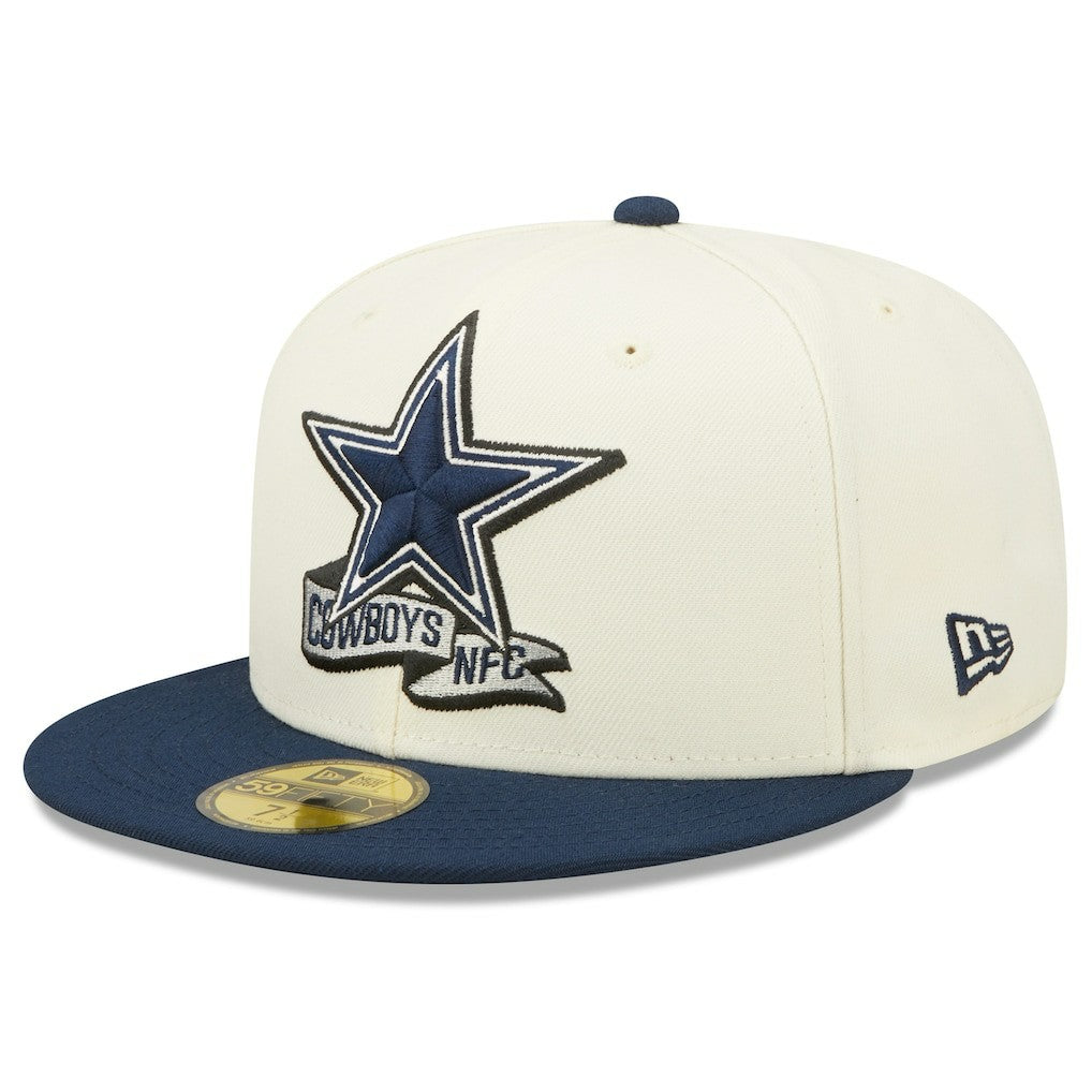Dallas Cowboys New Era 2022 Sideline 59FIFTY Fitted Hat - Cream/Navy sale