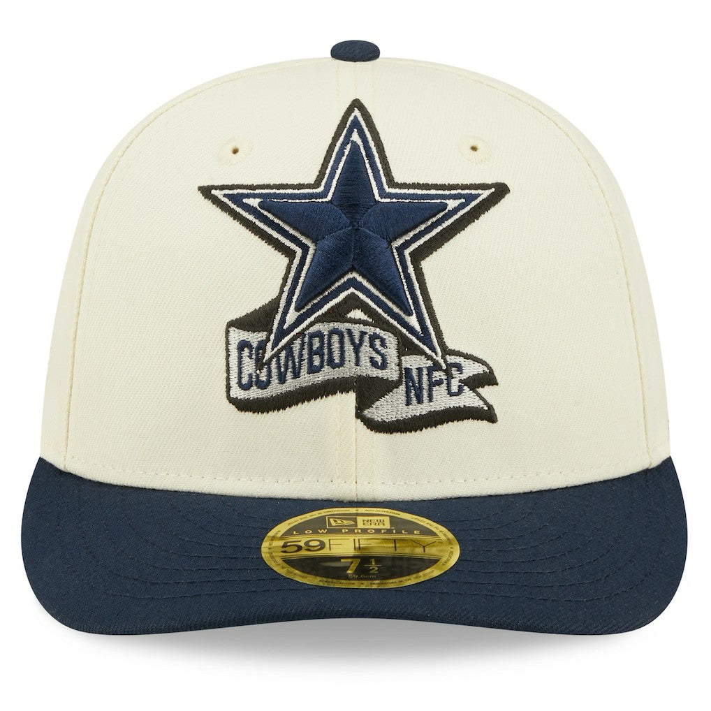 Dallas Cowboys New Era 2022 Sideline Low Profile 59FIFTY Fitted Hat - Cream/Navy online