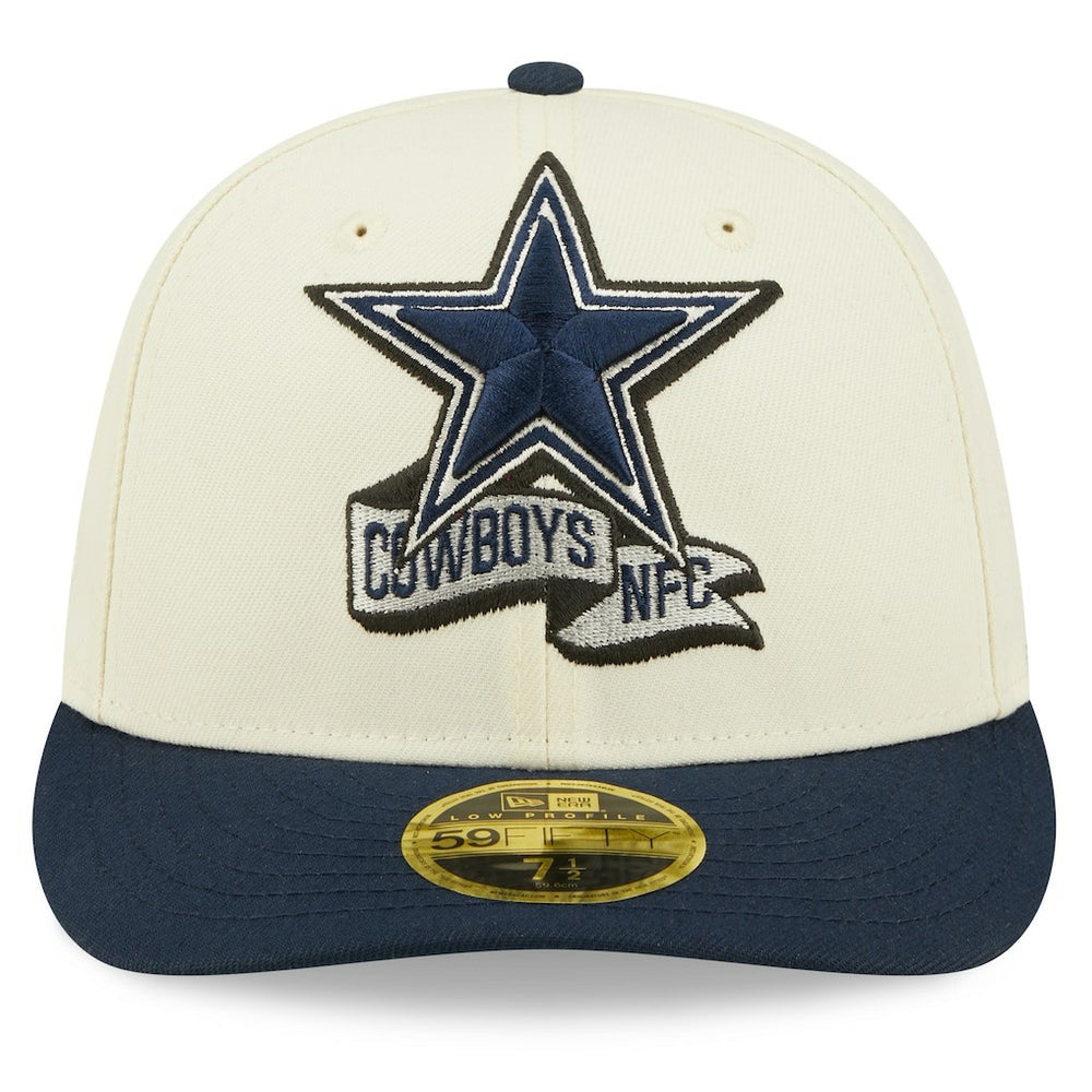 Dallas Cowboys New Era 2022 Sideline Low Profile 59FIFTY Fitted Hat - Cream/Navy online