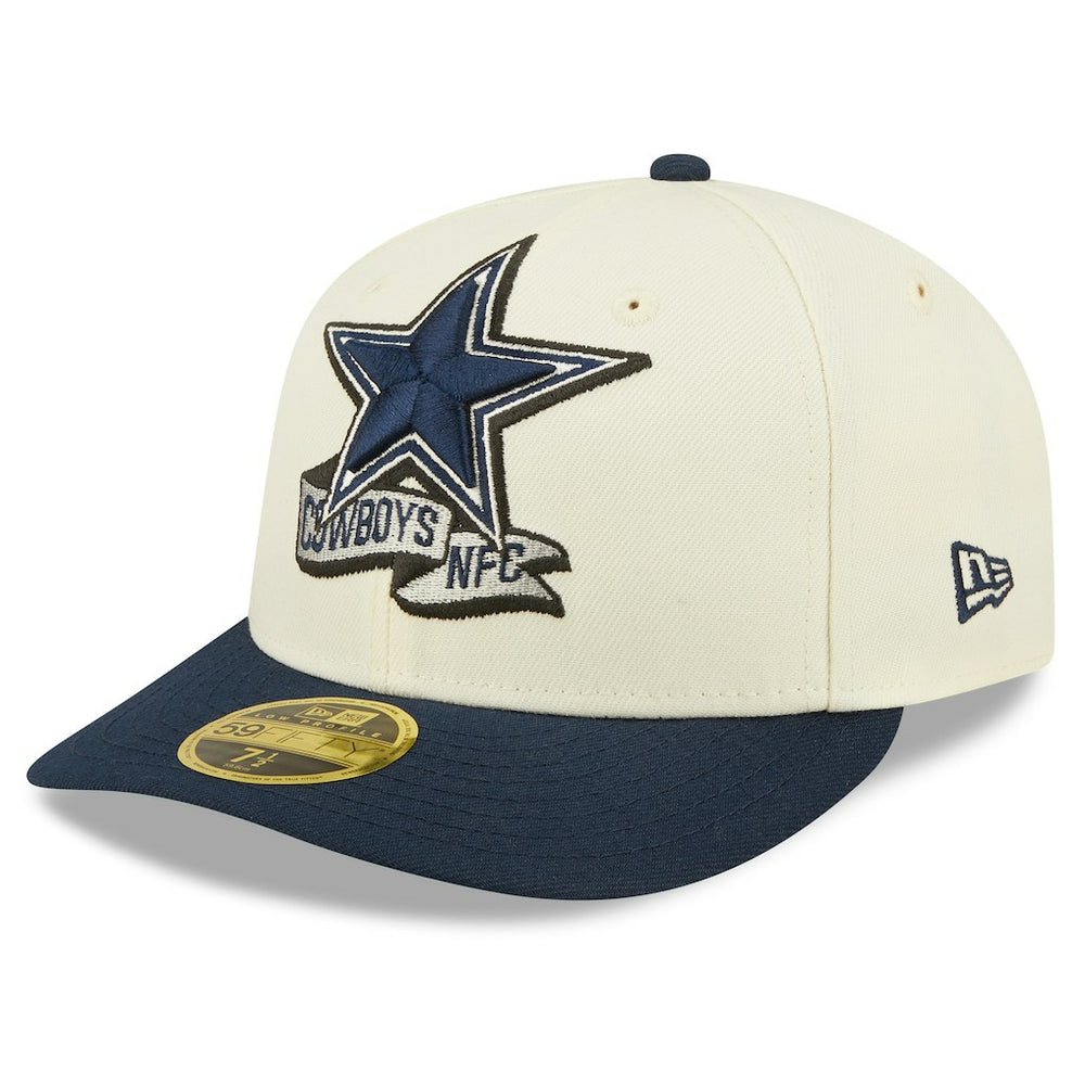 Dallas Cowboys New Era 2022 Sideline Low Profile 59FIFTY Fitted Hat - Cream/Navy online