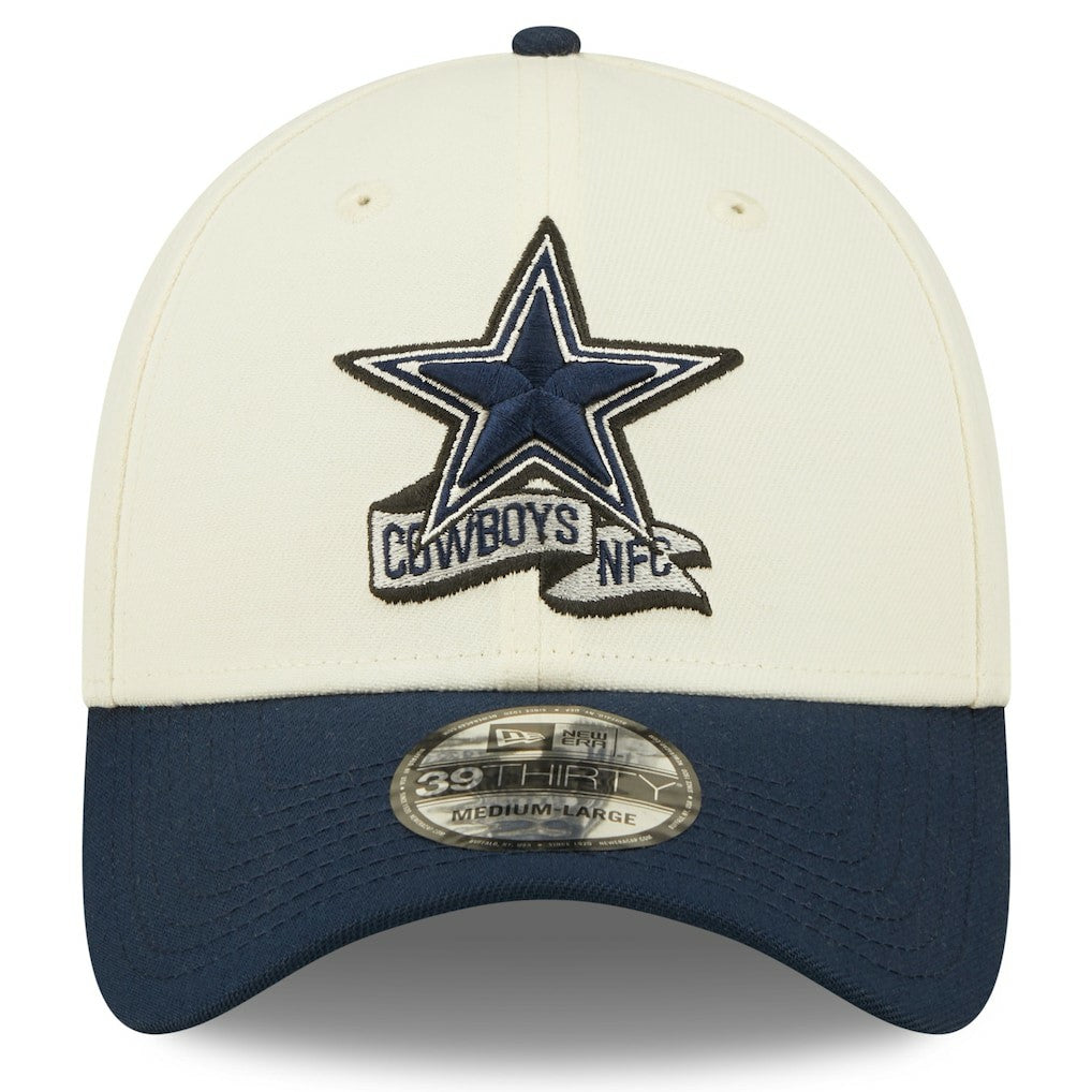 Dallas Cowboys New Era 2022 Sideline 39THIRTY 2-Tone Flex Hat - Cream/Navy sale