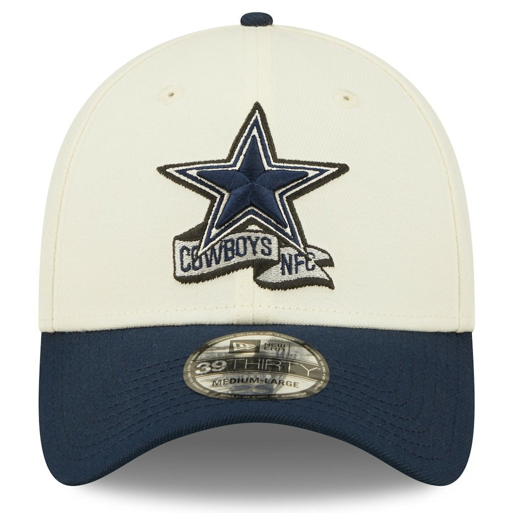 Dallas Cowboys New Era 2022 Sideline 39THIRTY 2-Tone Flex Hat - Cream/Navy sale