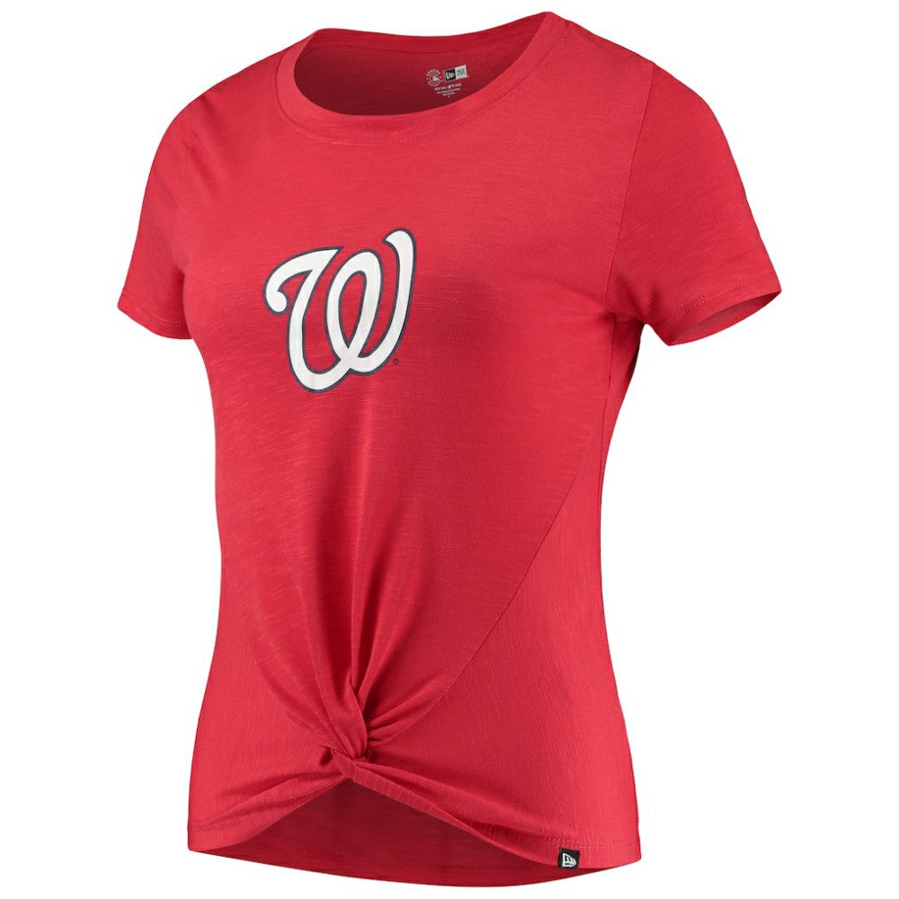 Washington Nationals Women's 2-Hit Front Twist Burnout T-Shirt - Red | New Era