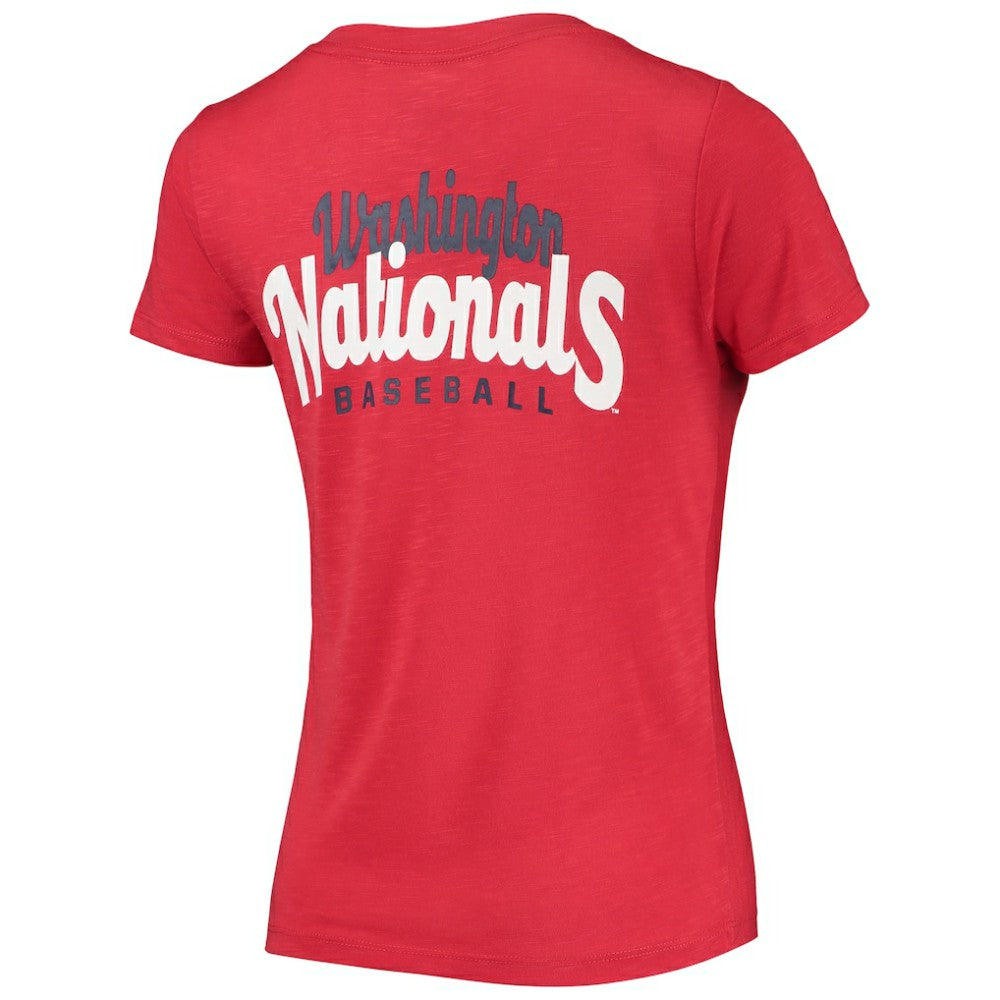 Washington Nationals Women's 2-Hit Front Twist Burnout T-Shirt - Red | New Era