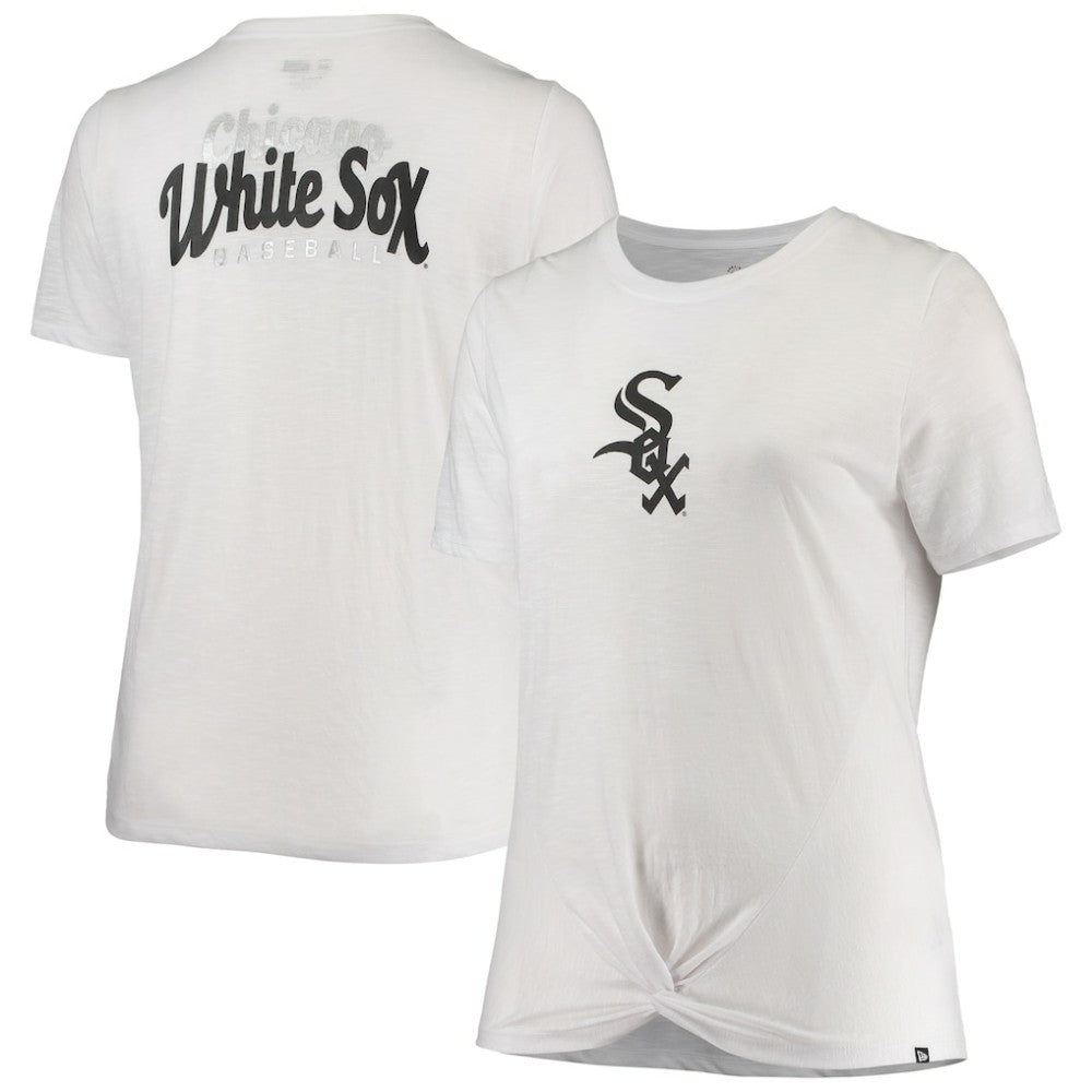 Chicago White Sox Women's Plus Size 2-Hit Front Knot T-Shirt - White | New Era