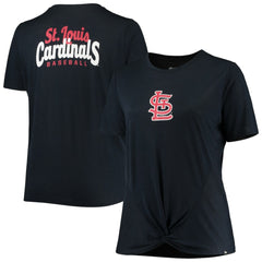 St. Louis Cardinals Women's Plus Size 2-Hit Front Knot T-Shirt - Navy | New Era