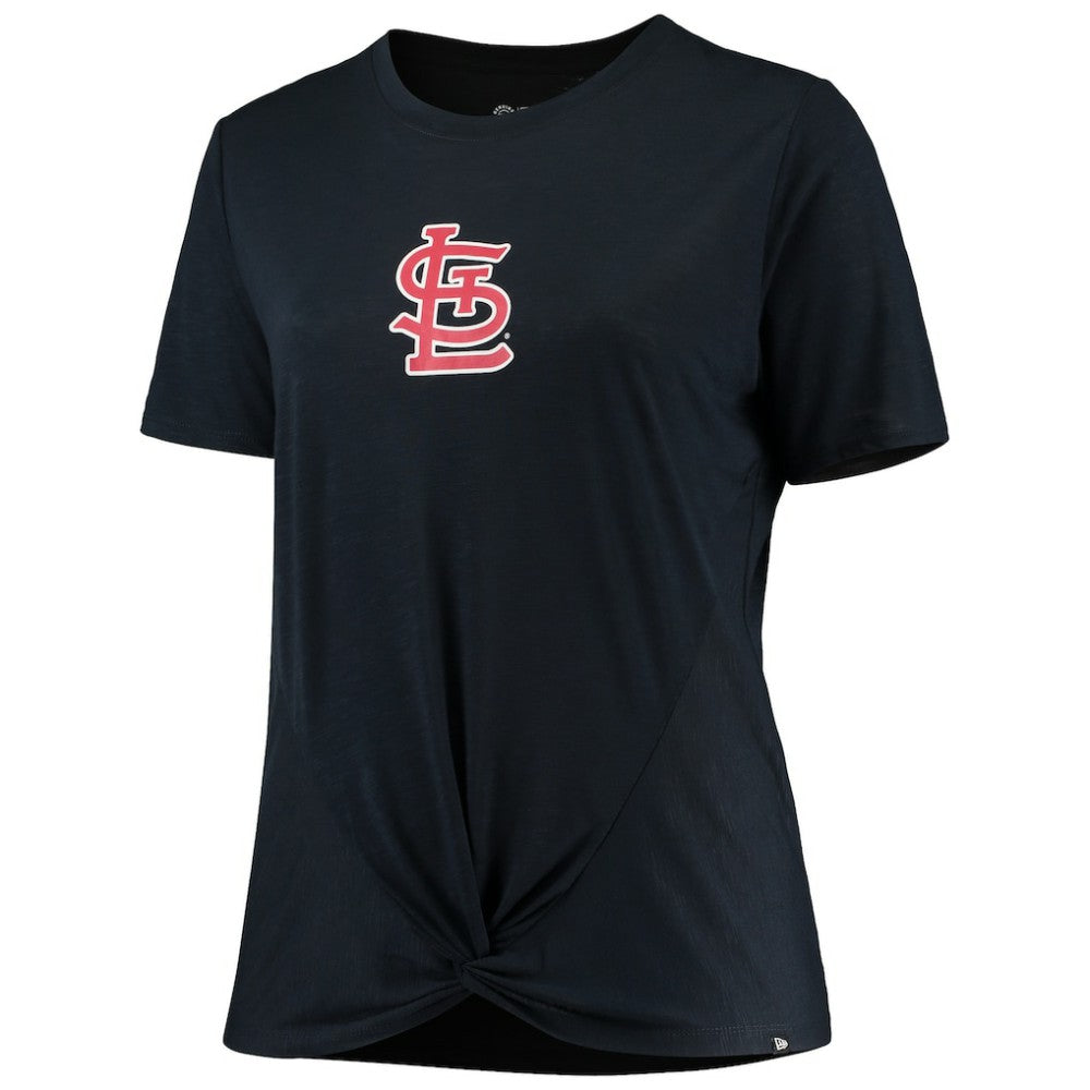 St. Louis Cardinals Women's Plus Size 2-Hit Front Knot T-Shirt - Navy | New Era