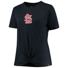 St. Louis Cardinals Women's Plus Size 2-Hit Front Knot T-Shirt - Navy | New Era