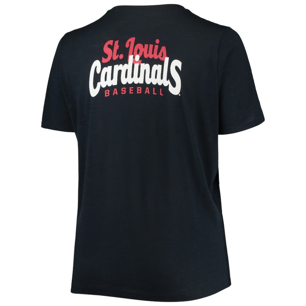 St. Louis Cardinals Women's Plus Size 2-Hit Front Knot T-Shirt - Navy | New Era