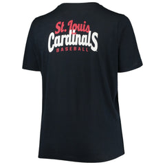 St. Louis Cardinals Women's Plus Size 2-Hit Front Knot T-Shirt - Navy | New Era