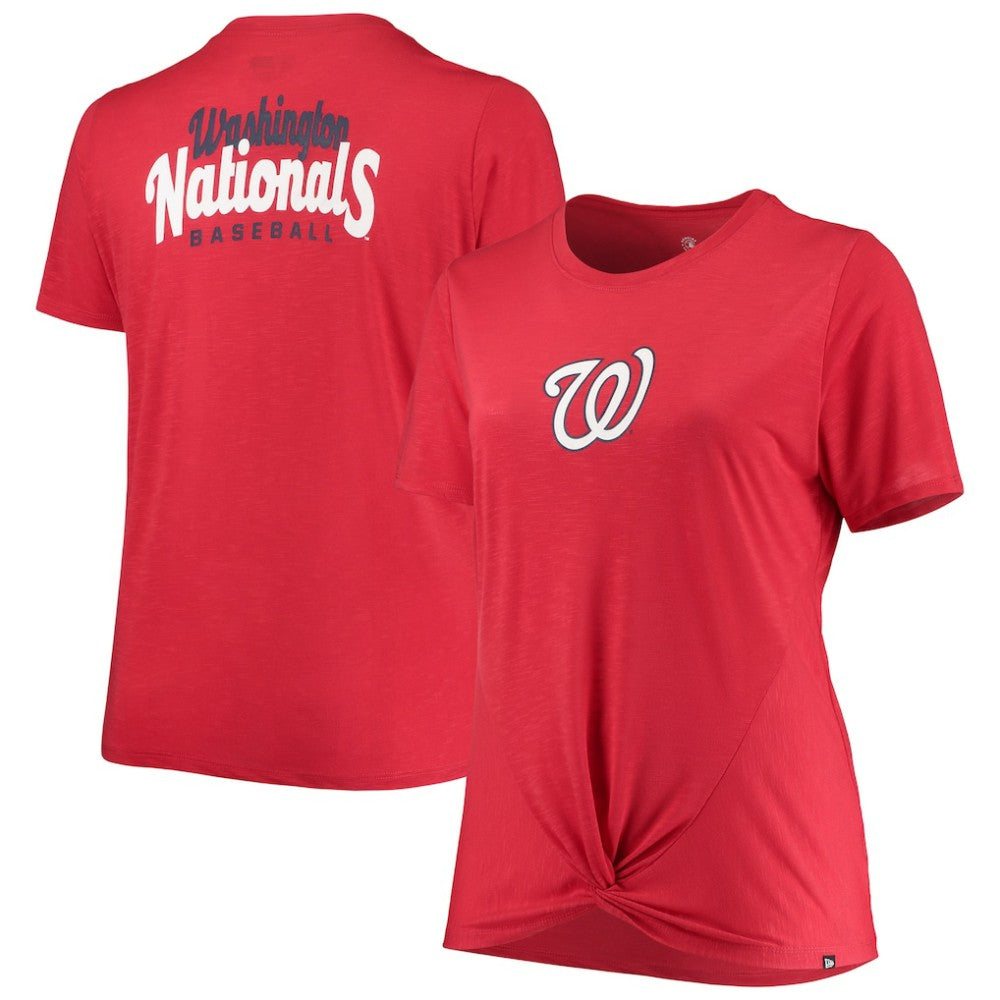 Washington Nationals Women's Plus Size 2-Hit Front Knot T-Shirt - Red | New Era