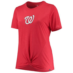 Washington Nationals Women's Plus Size 2-Hit Front Knot T-Shirt - Red | New Era