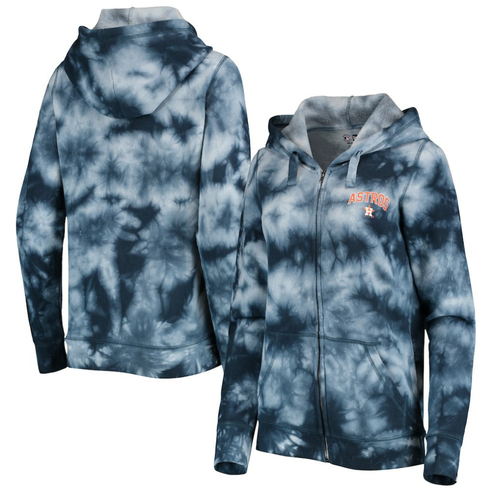 Houston Astros Women's Tie-Dye Full-Zip Hoodie - Navy | New Era