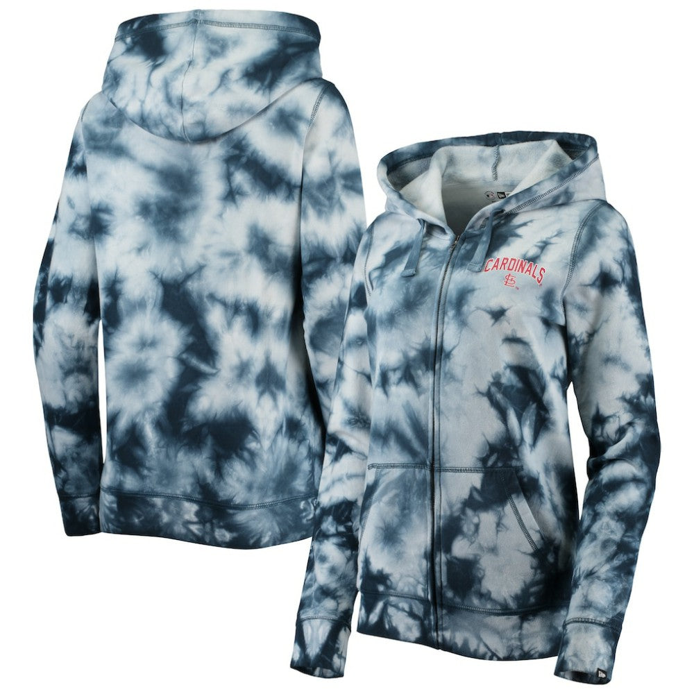 St. Louis Cardinals Women's Tie-Dye Full-Zip Hoodie - Navy | New Era