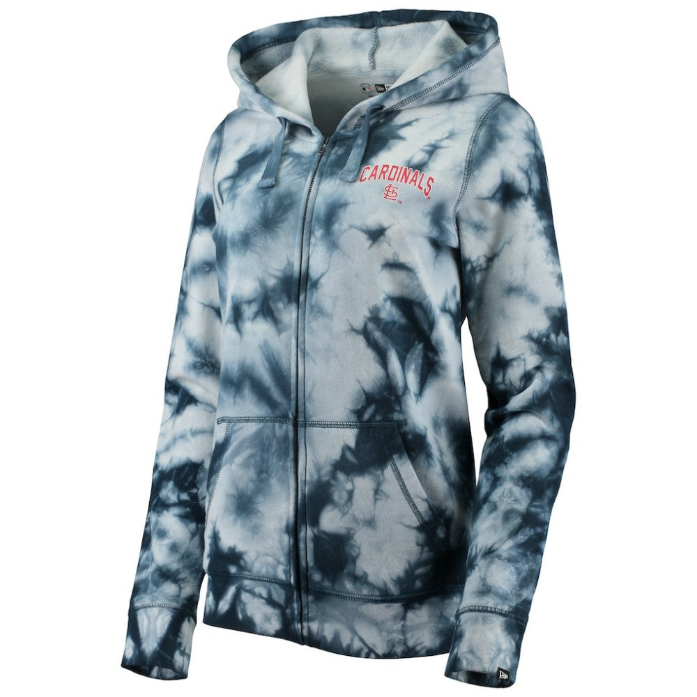 St. Louis Cardinals Women's Tie-Dye Full-Zip Hoodie - Navy | New Era