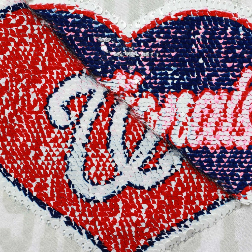 Washington Nationals Girls Youth Flip Sequin Heart Crop Top - White | New Era