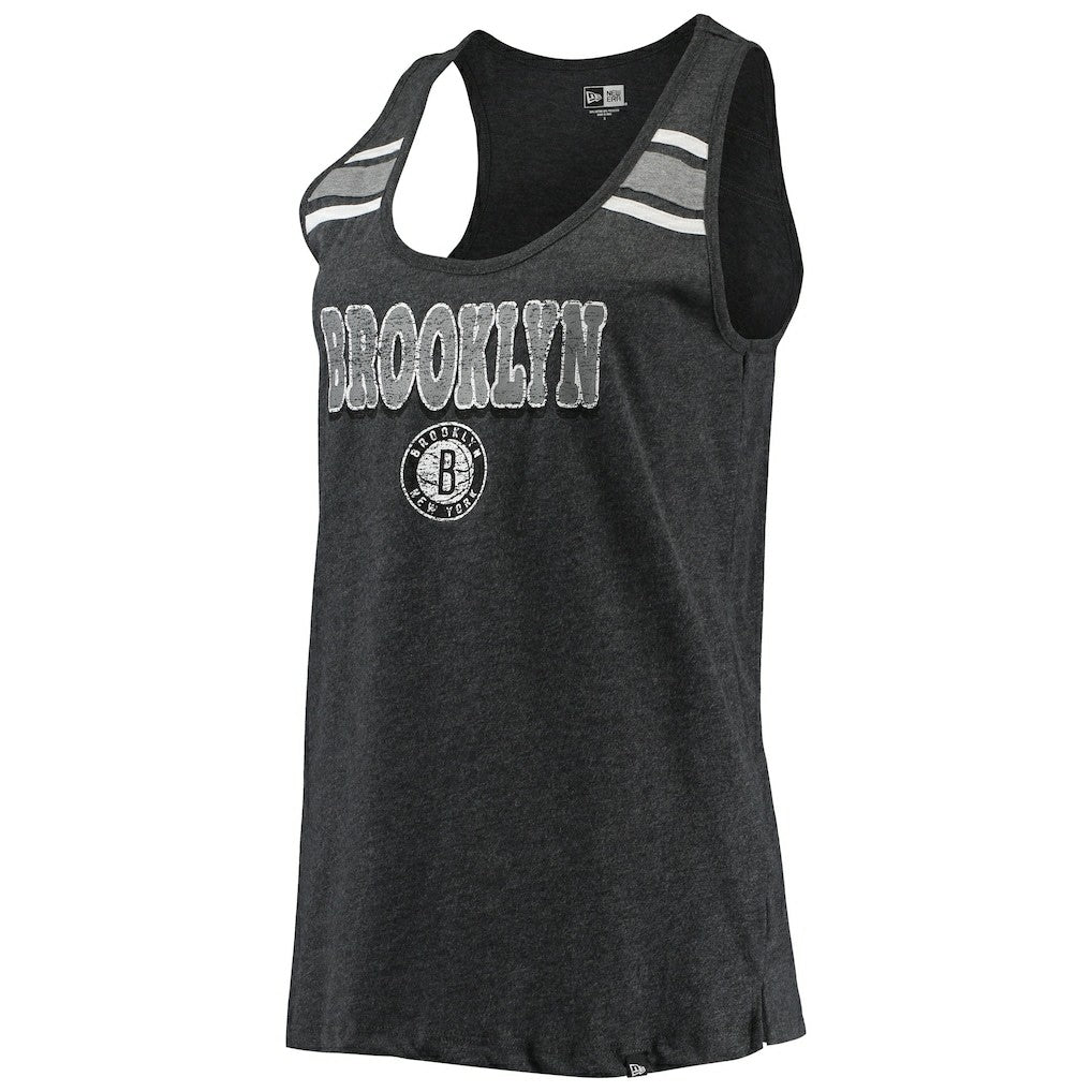 Brooklyn Nets Women's Scoop-Neck Racerback Tank Top - Heathered Black | New Era sale