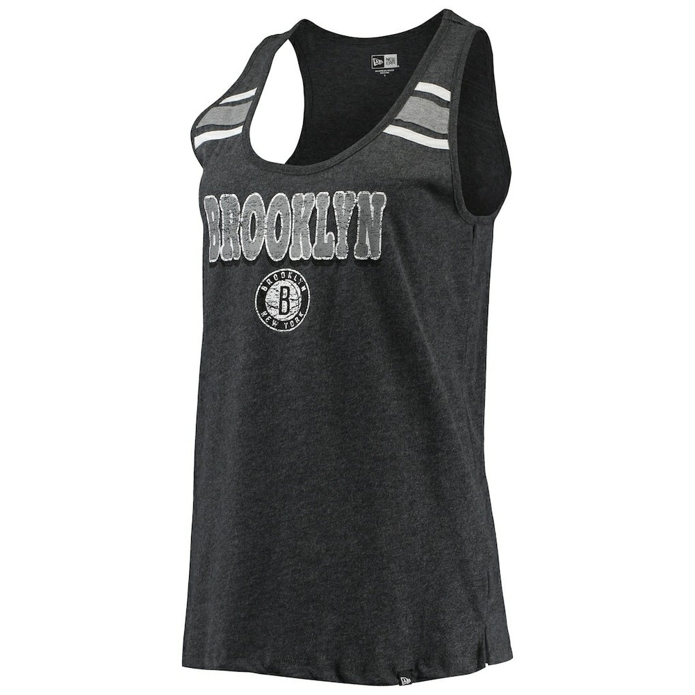 Brooklyn Nets Women's Scoop-Neck Racerback Tank Top - Heathered Black | New Era sale