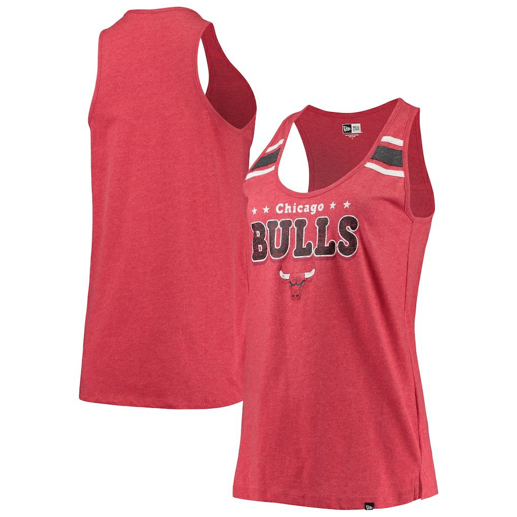 Chicago Bulls Women's Scoop-Neck Racerback Tank Top sale - Heathered Red | New Era discount