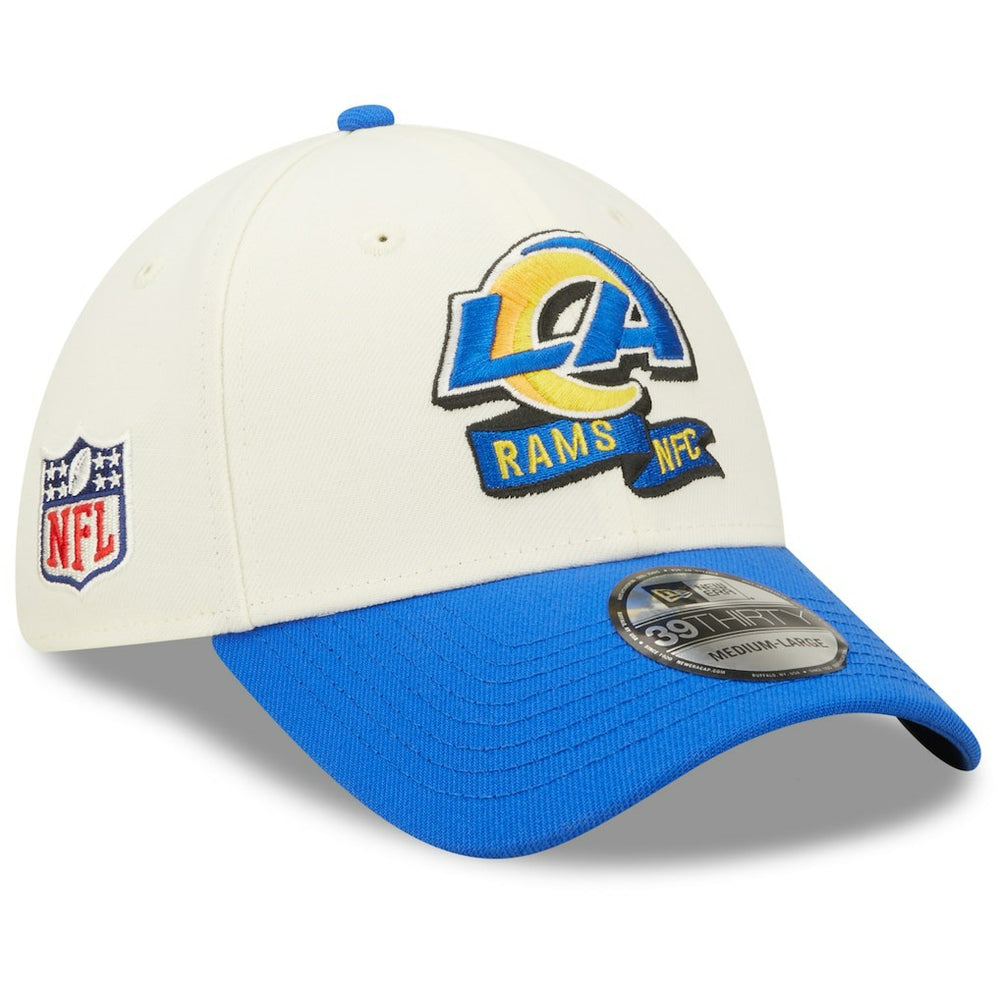 Los Angeles Rams New Era 2022 Sideline 39THIRTY 2-Tone Flex Hat - Cream/Royal online