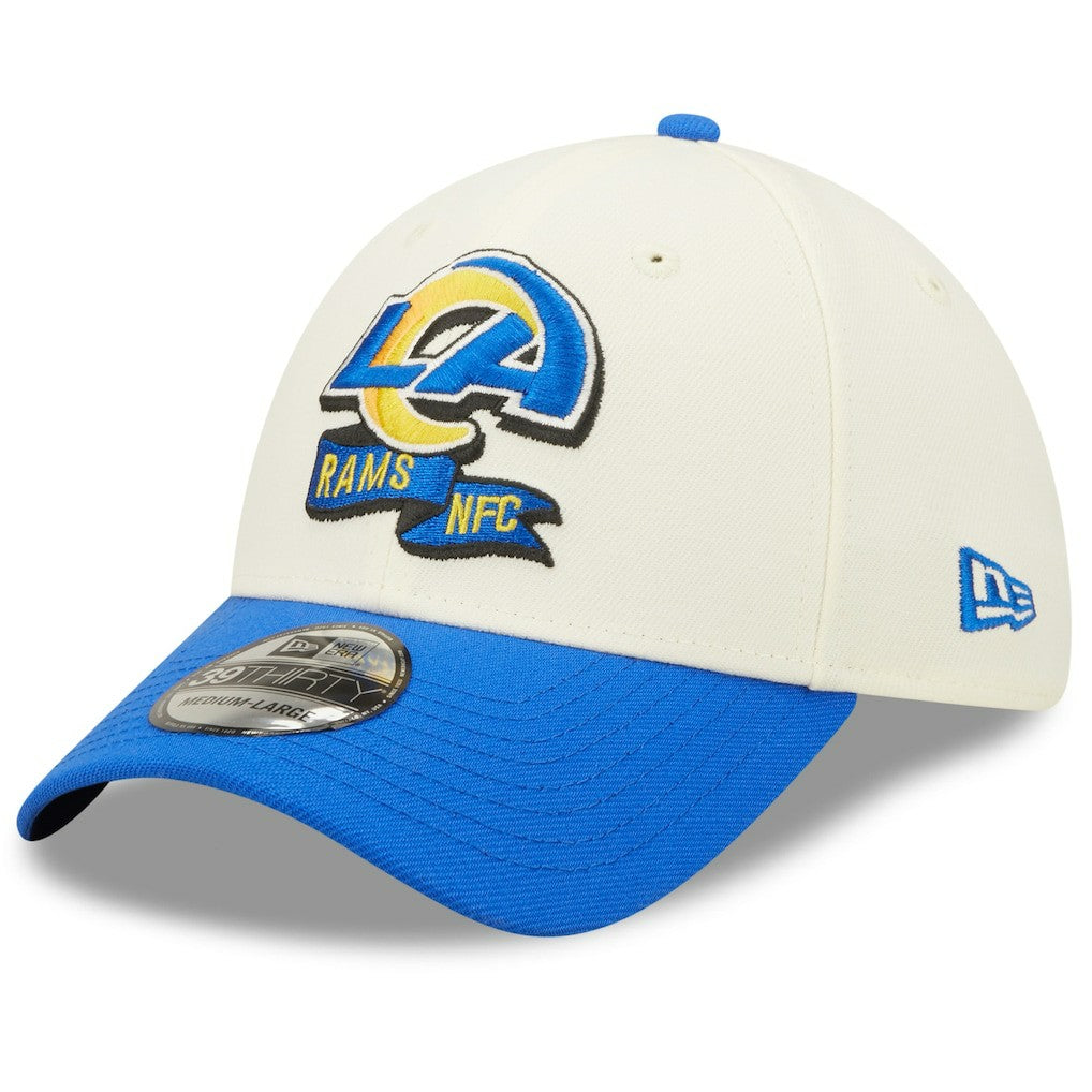 Los Angeles Rams New Era 2022 Sideline 39THIRTY 2-Tone Flex Hat - Cream/Royal online