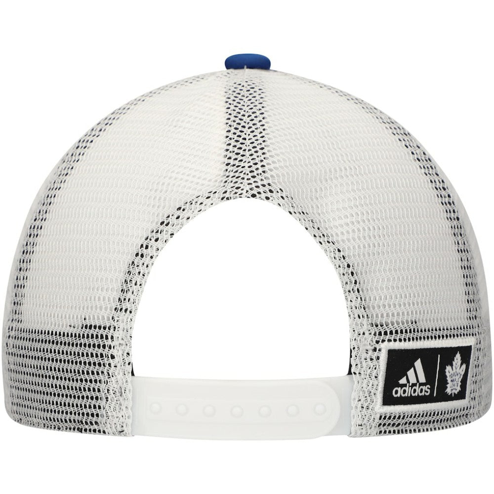 Toronto Maple Leafs adidas Team Plate Trucker Snapback Hat Blue/White